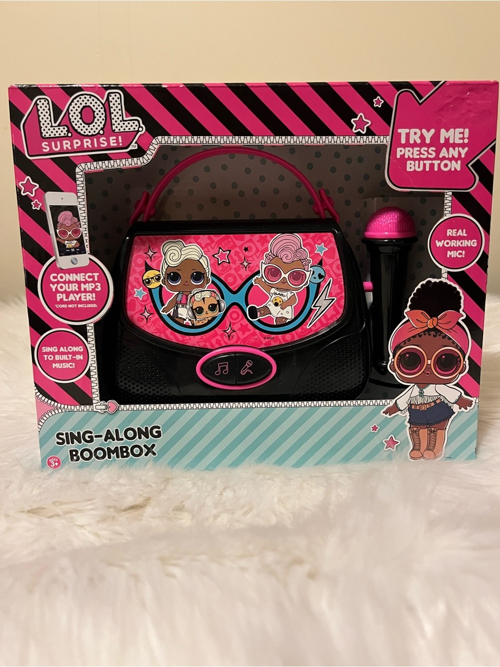L.O.L. Surprise! Pink and Black Sing-Along Boombox with Mic